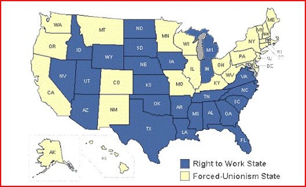 States with right to work laws
